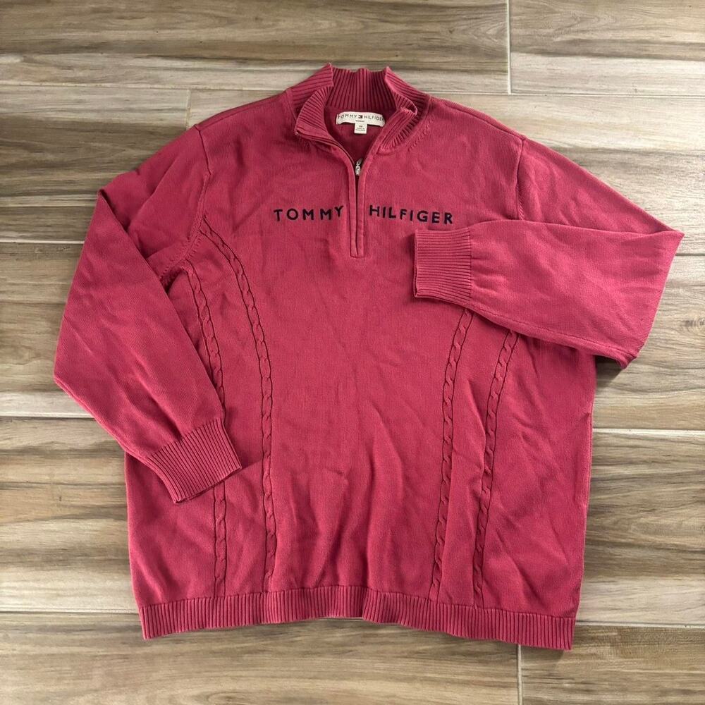 Tommy Hilfiger Pink Quarter Zip Sweater